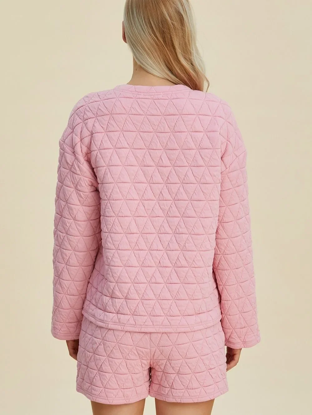 Quilted Pink Lounge Short Set - Women's Matching Sets Sz 1X [14/16]